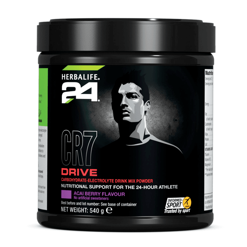 H24 Drive Canister Acai Berry Each Canister, 540 g carbohydrate-electrolyte drink mix powder for hydration and endurance.
