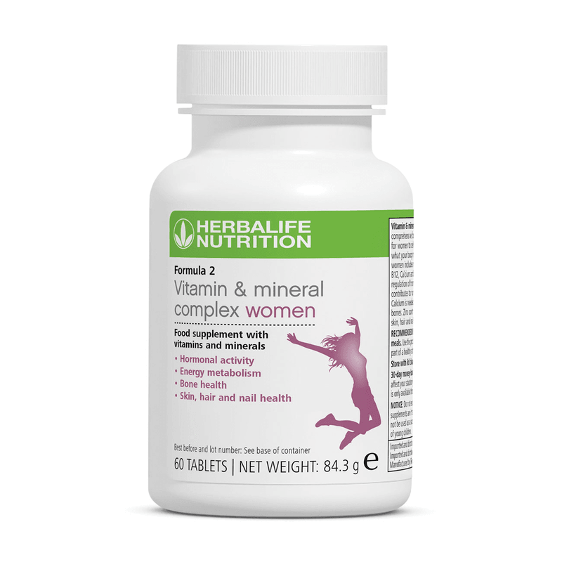 Herbalife Formula 2 Vitamin & Mineral Complex for women, a supplement with essential vitamins and minerals for daily health.
