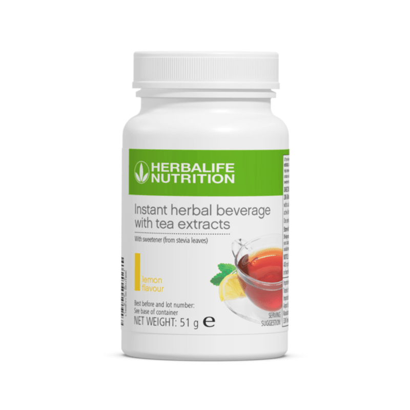 Instant Herbal Beverage with tea extracts in lemon flavour, 51g pack, low calorie drink for hydration.