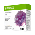 Microbiotic Max Vanilla food supplement, high in fibre, featuring 2 billion live bacteria per serving in sachets.