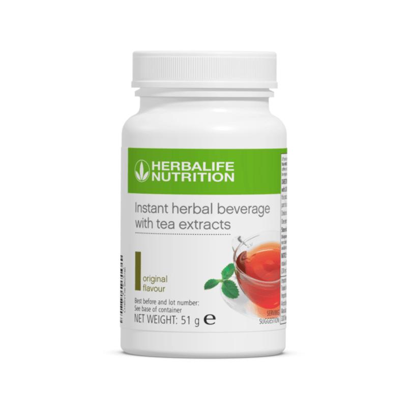 Instant Herbal Beverage with tea extracts in original flavour, low calorie drink by Herbalife Nutrition, 51 g size.