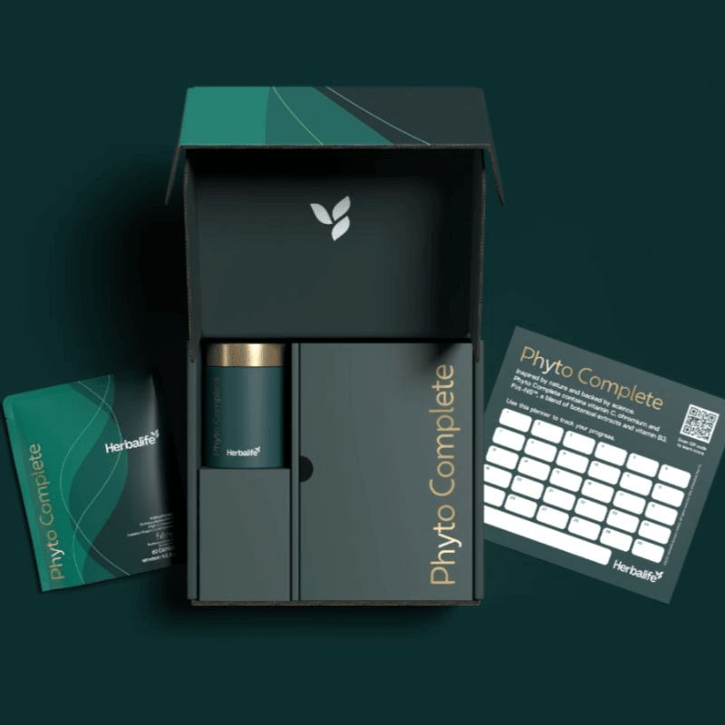 Phyto Complete Starter Kit with phytonutrient-rich capsules and informative materials in a stylish box.