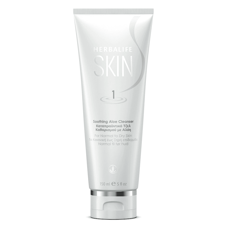 Soothing Aloe Cleanser 150 ml tube for normal to dry skin, gently cleanses, and moisturizes with aloe vera.