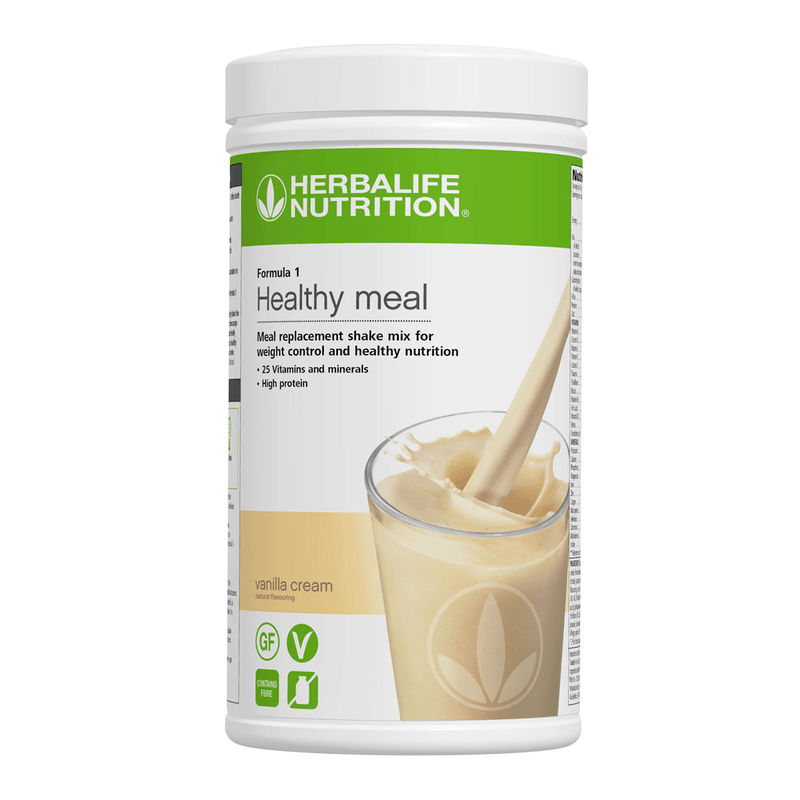 Formula 1 Nutritional Shake Mix in Vanilla Cream flavor, a healthy meal replacement packed with protein and essential nutrients.