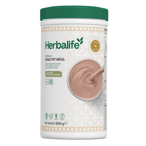 Formula 1 Healthy Meal Dubai style Chocolate Flavour meal replacement shake in a 500 g container.